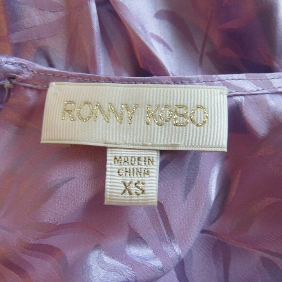 RONNY KOBO Jade Leaf Print Silk Blend Midi Dress in Lavender Purple XS NWT - Picture 16 of 16